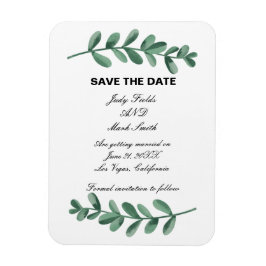 Elegante Watercolor Grüne Blätter Save the Date Magnet