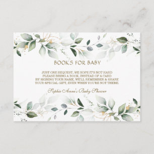 Elegante Watercolor Grüne Goldene Bücher für Kinde Begleitkarte