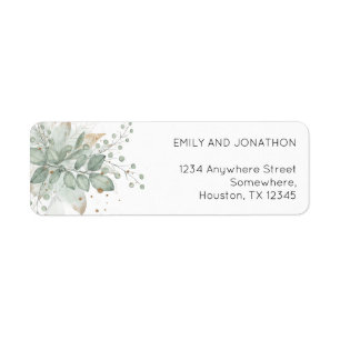 Elegante Watercolor Grüne Hochzeit Rücksendeadress