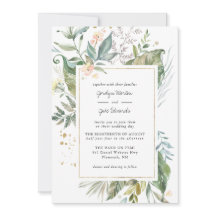 Elegante Watercolor Grüne | Rosa Blumenhochzeit