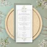 Elegante Watercolor Grüne Speisekarte zum Hochzeit Menükarte<br><div class="desc">Elegante botanische Grödner Hochzeitskarte personalisiert mit Ihren Informationen in schicke Typografie. Entwickelt von Thisisnotme©</div>