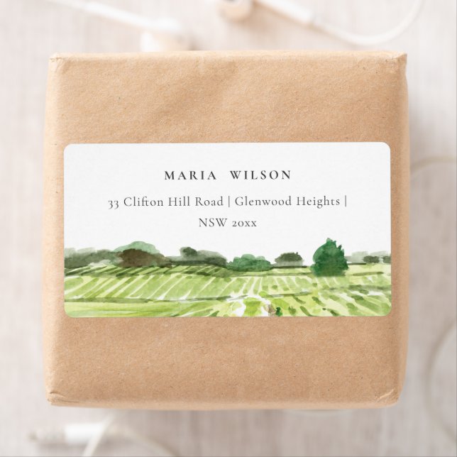 Elegante Watercolor Grüne Weinkellerei Weinroute (Insitu)