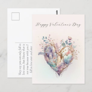 Elegante Watercolor Herzlich Valentinstag Postkart Postkarte