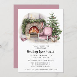 Elegante Watercolor Holiday Open House Einladung