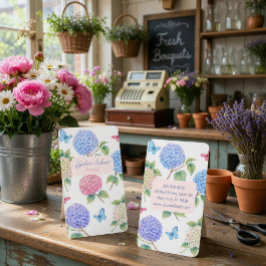 Elegante Watercolor Hydrangea Florist Business Car Visitenkarte