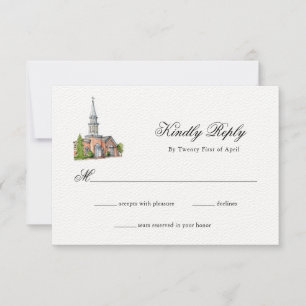 Elegante Watercolor Kirche Hochzeit RSVP