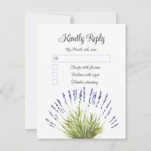 Elegante Watercolor Lavendel Kräuter Blumenhochzei RSVP Karte