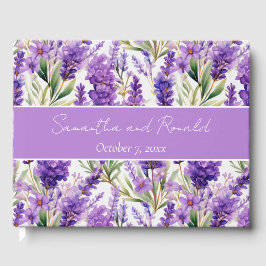 Elegante Watercolor Lavender Blume Hochzeit Gästebuch