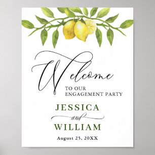Elegante Watercolor Lemon Greenerity ENGAGEMENT PA Poster