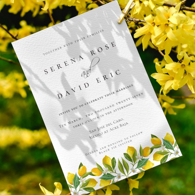 Elegante Watercolor Lemon Kalligraphie Hochzeit Einladung (Watercolor Lemon in Elegant calligraphy Wedding Invitation)