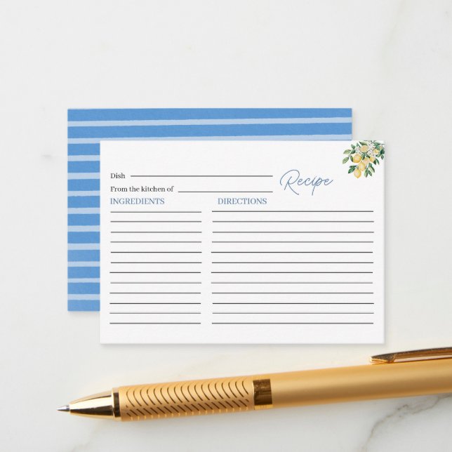 Elegante Watercolor Lemon Tropical Beach Palm Brid Begleitkarte (Vorderseite/Rückseite Beispiel)