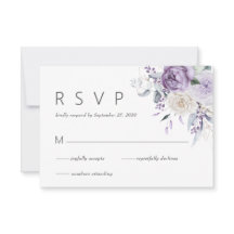 Elegante Watercolor Lila Blumenhochzeit RSVP