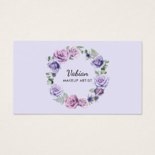 Elegante Watercolor Lila Floral Business Card