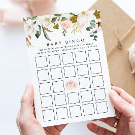 Elegante Watercolor Magnolia Baby Shower Bingo Car