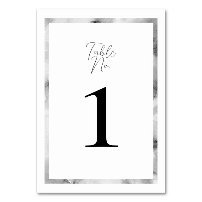 Elegante Watercolor Marble Bliss Wedding Tischnummer (Vorderseite)