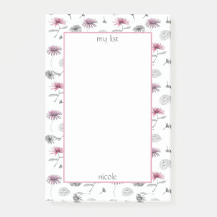 Elegante Watercolor Mums Floral Post-it Klebezettel