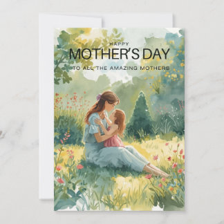 Elegante Watercolor Muttertags-Karte | Florale Gar Karte