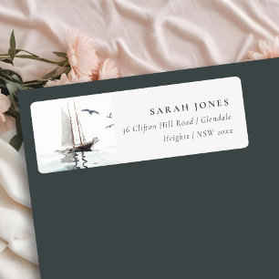 Elegante Watercolor Nautical Segelyacht-Adresse