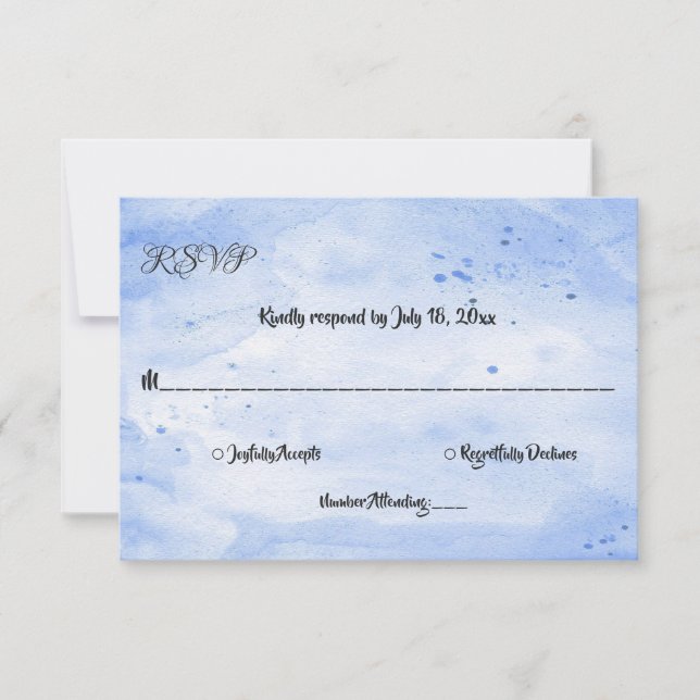 Elegante Watercolor Navy Blue Rustic Wedding RSVP Karte (Vorderseite)