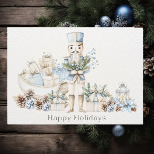 Elegante Watercolor Nutcracker Happy Holidays Card Feiertagskarte