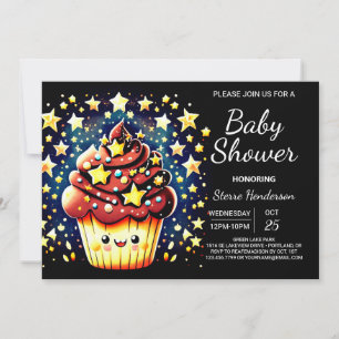 Elegante Watercolor Online Muffin Boy Baby Shower Einladung