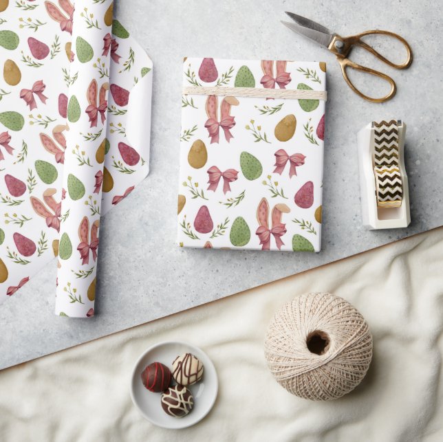 Elegante Watercolor Osterfeier Sonniges Jahr Papio Geschenkpapier (Kunsthandwerk)