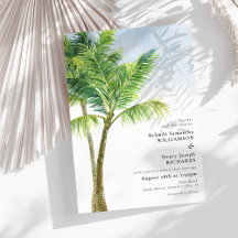 Elegante Watercolor Palm Tree Beach Hochzeit