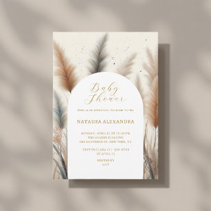 Elegante Watercolor Pampas Grass Baby Dusche Einladung