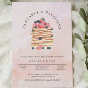 Elegante Watercolor Pancakes Brunch & Baby Dusche Einladung