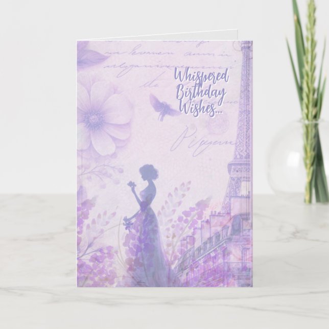 Elegante Watercolor Parisian Lady Birthday Card Dankeskarte (Vorderseite)