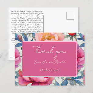 Elegante Watercolor Peony Blume Hochzeit Vielen Da Postkarte