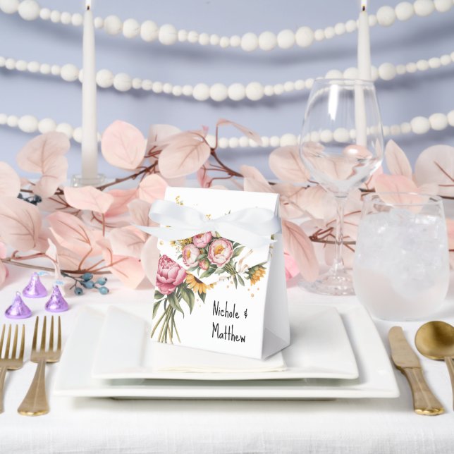 Elegante Watercolor Peony Bouquet Wedding Geschenkschachtel (Hochzeit)