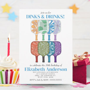 Elegante Watercolor Pickleball Geburtstagsparty Einladung