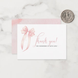 Elegante Watercolor Pink Bow Band Babydusche Mitteilungskarte