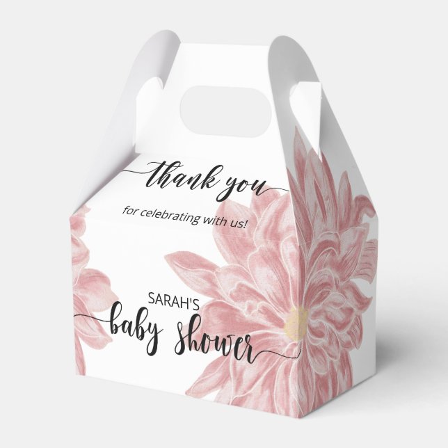 Elegante Watercolor Pink Chrysanthemum Baby Shower Geschenkschachtel (Vorderseite)