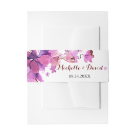 Elegante Watercolor Pink Florals Wedding Einladungsbanderole