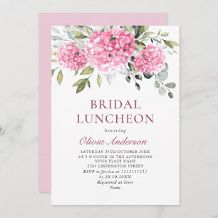 Elegante Watercolor Pink Hydrangea BRIDAL LUNCHEON Einladung