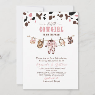 Elegante Watercolor Pink Kleine Cowgirl Baby Showe Einladung