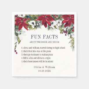 Elegante Watercolor Poinsettia FUN FACTS Wedding Serviette
