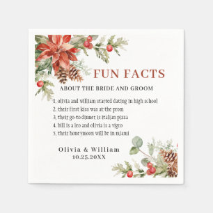 Elegante Watercolor Poinsettia FUN FACTS Wedding Serviette