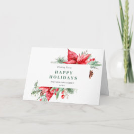 Elegante Watercolor Poinsettia Weihnachtsgrüße Feiertagskarte