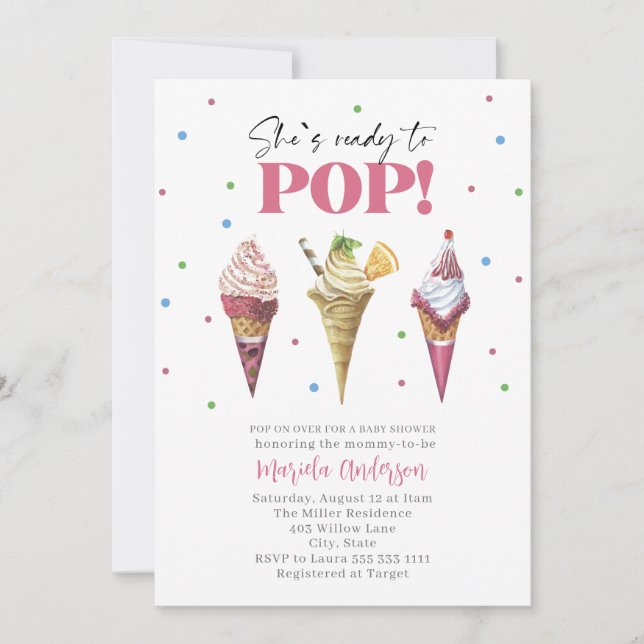 Elegante Watercolor Popsicle Baby Shower Einladung (Vorderseite)