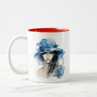 Elegante Watercolor Portrait Tasse