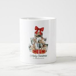 Elegante Watercolor Red Bow Familie Weihnachtsbaum Jumbo-Tasse