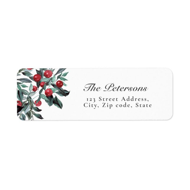 Elegante Watercolor Red Christmas Holly Berries (Vorne)