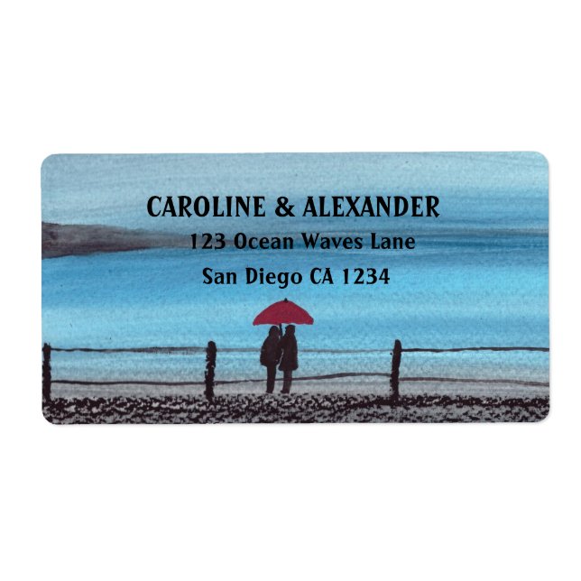 Elegante Watercolor Red Umbrella Couple Wedding (Vorne)