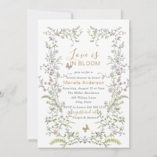 Elegante Watercolor Retro Golden Blume Einladung