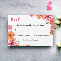 Elegante Watercolor Rosa Orange Fall Floral Hochze