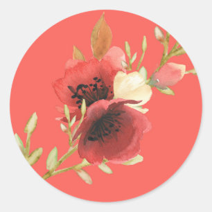 Elegante Watercolor Rose Bouquet Runder Aufkleber