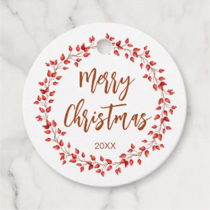 Elegante Watercolor Rosehips Frohe Weihnachten. Ru Geschenkanhänger